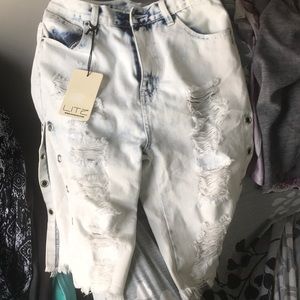 Faded ripped white washed jean shorts teen fashion